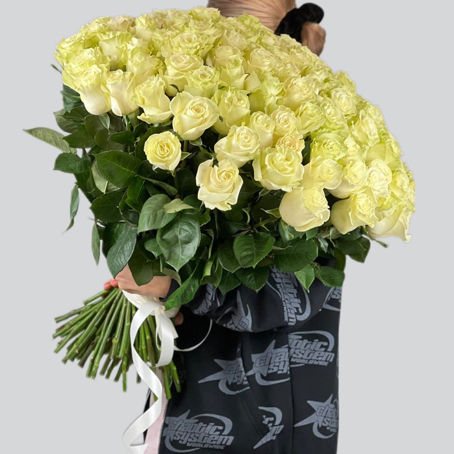 101 БЕЛАЯ роза 60 см