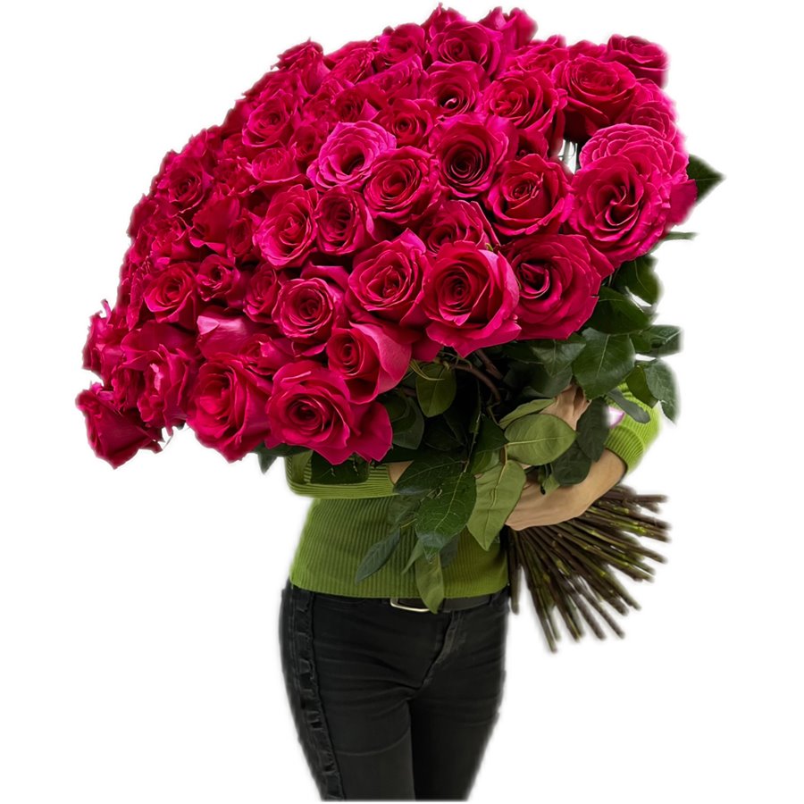 101 РОЗОВАЯ роза  80 см. ПРЕМИУМ