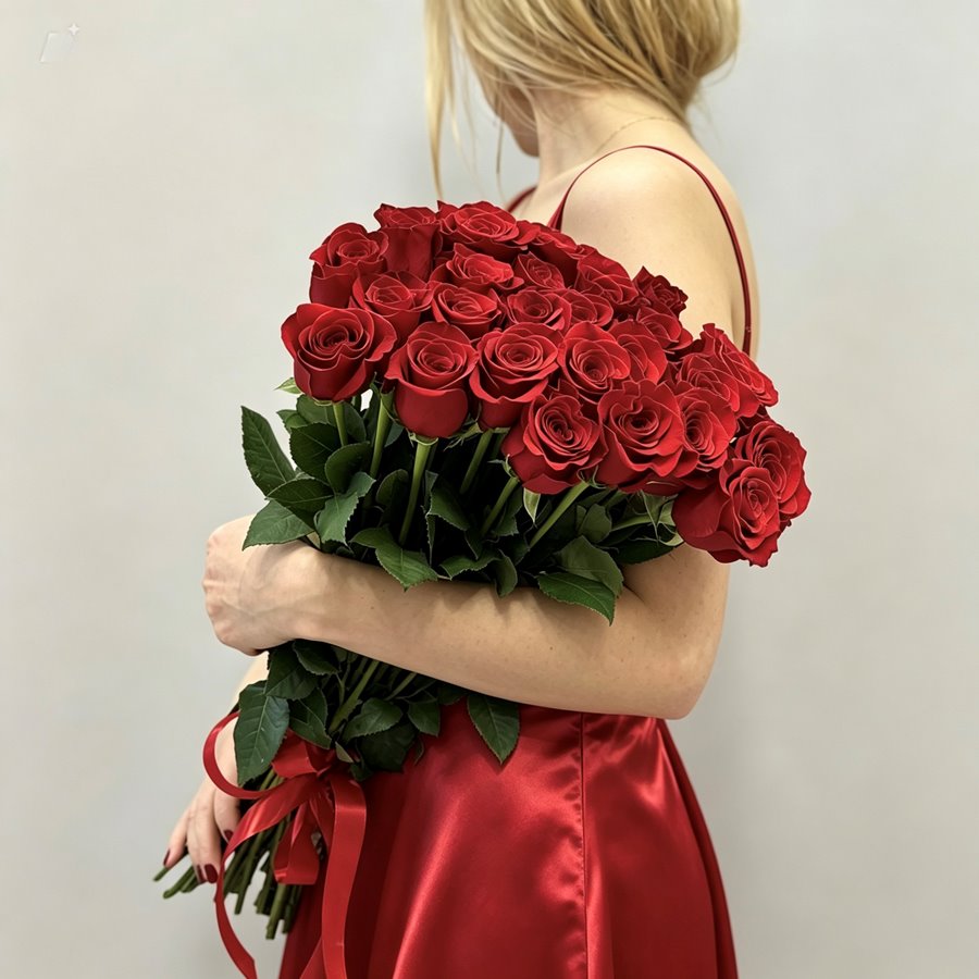 25 роз 60 см КРАСНЫЕ