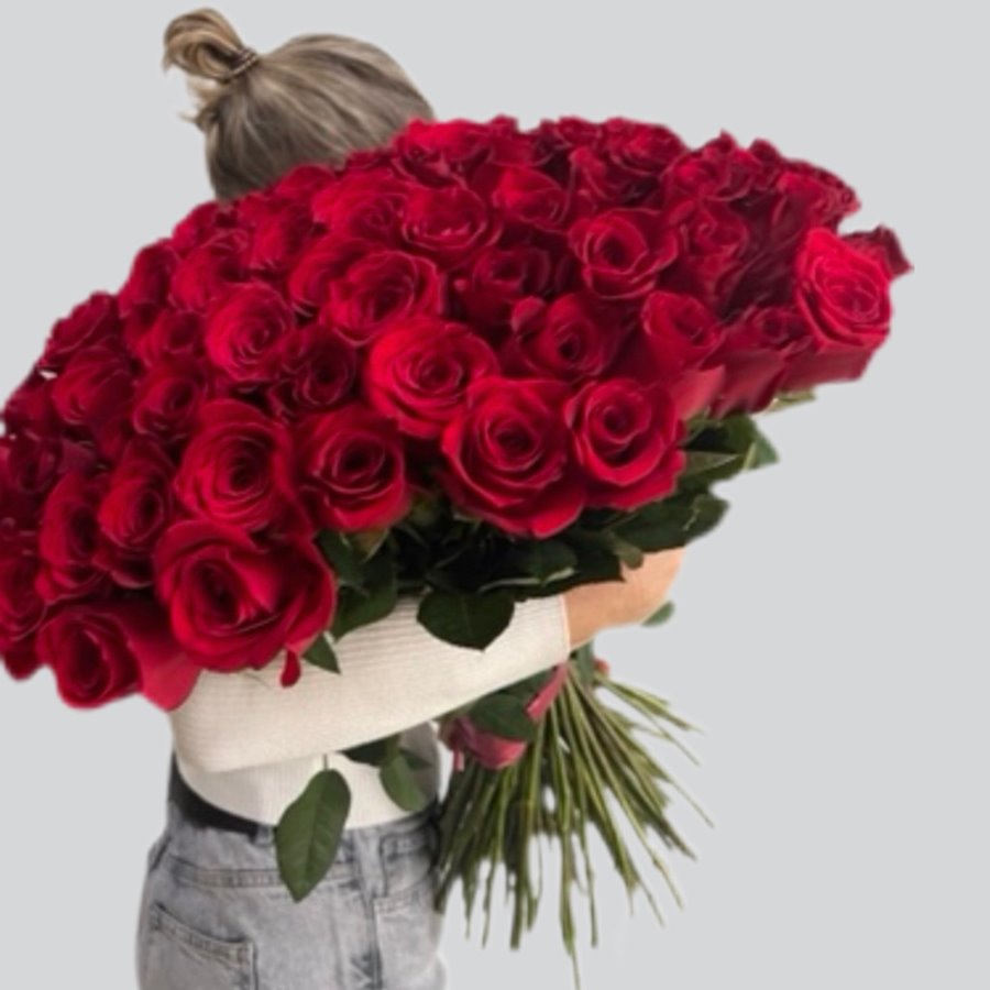 101 КРАСНАЯ роза 60 см