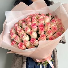 51 бело - розовая  роза 40 см ( Джумилия)