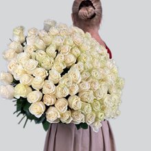 101 БЕЛАЯ роза 50 см