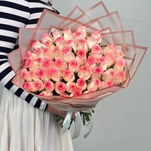 51 бело - розовая  роза 40 см ( Джумилия)