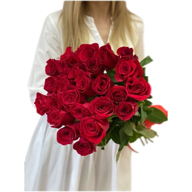 Элегантный букет из 25 роз 60 см Букет 25 роз красных 60 см Эквадор