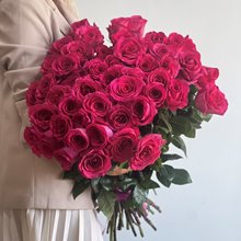 51 розовая роза Эквадор сорт Пинк Флойд 80см 