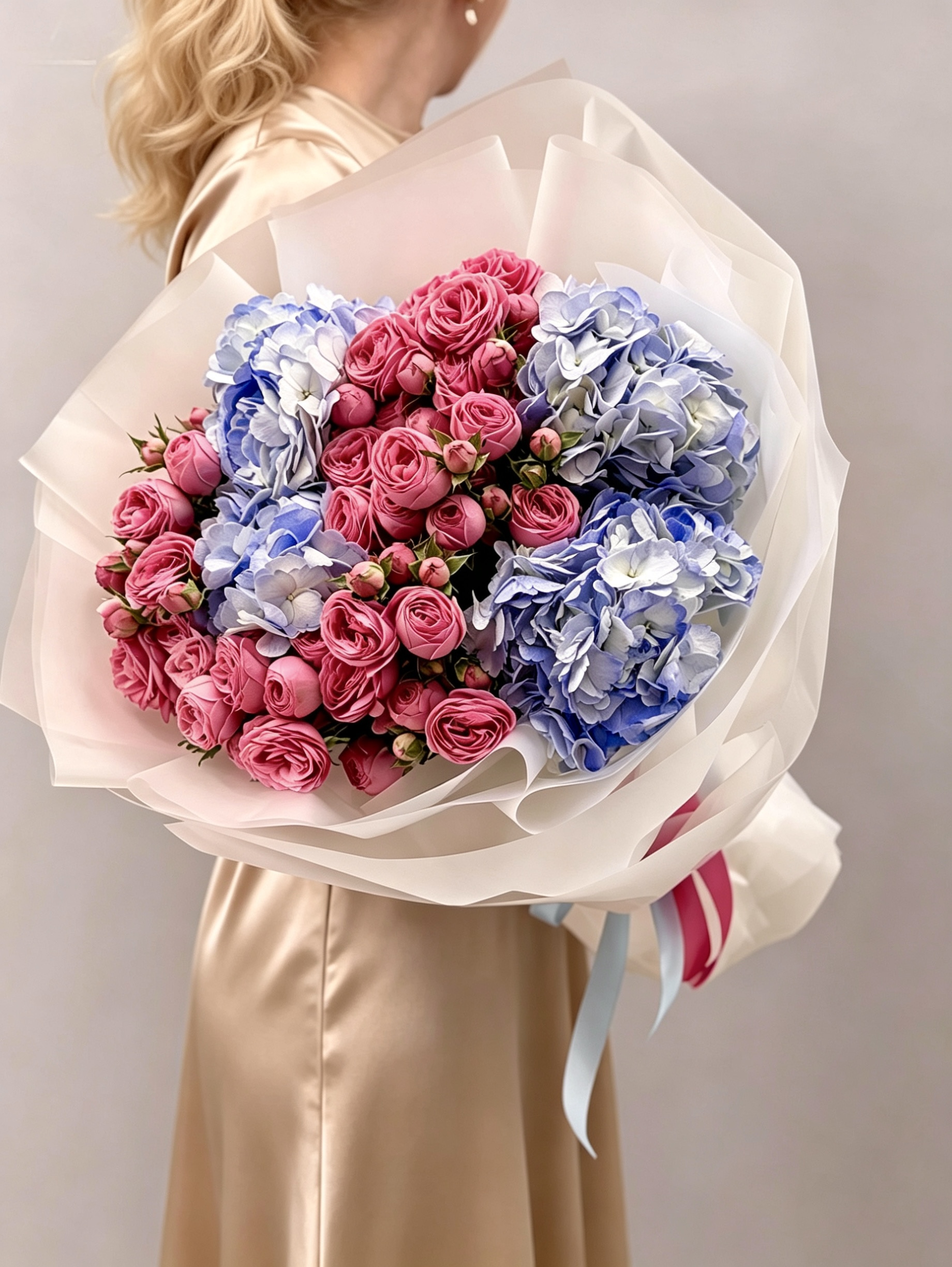 Пионовидная роза Жизель крупно