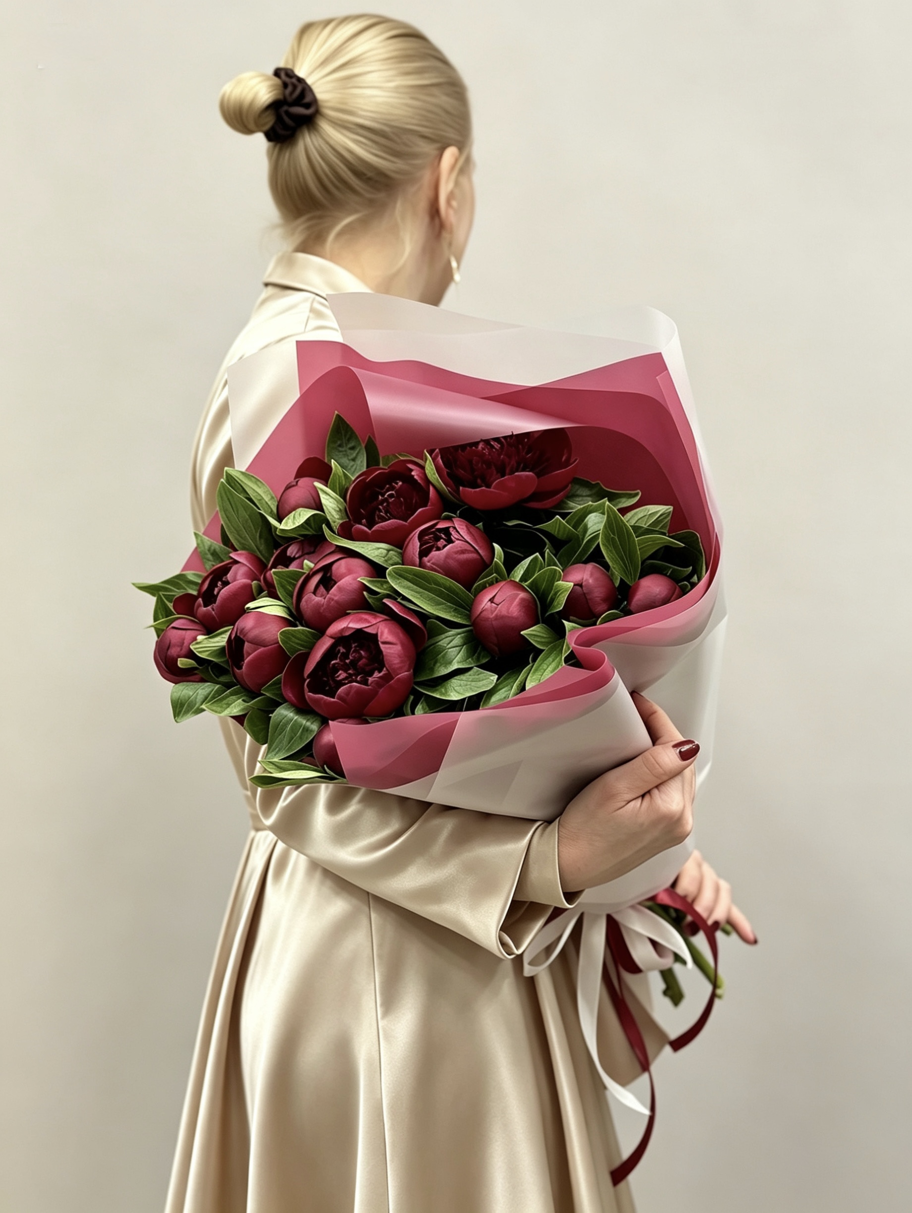 Пионы с лентой