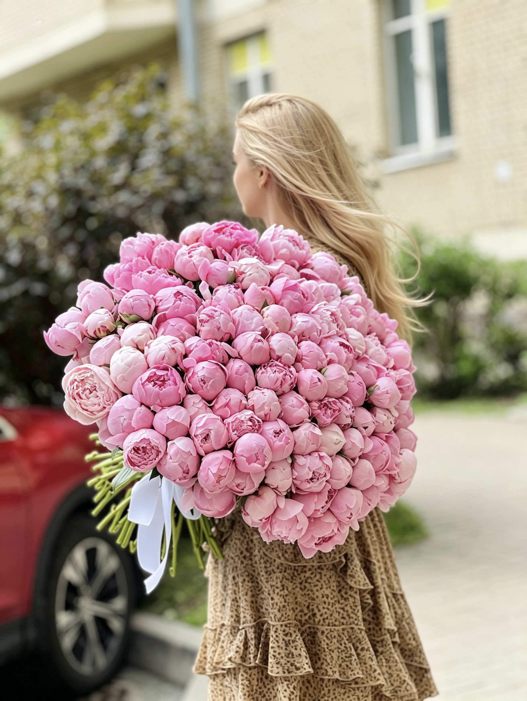 Пионы с лентой