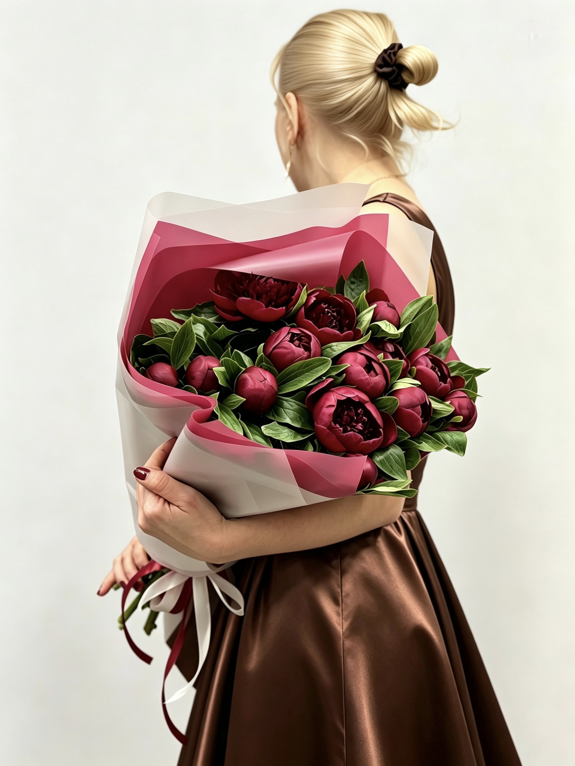 Бордовый пион крупно